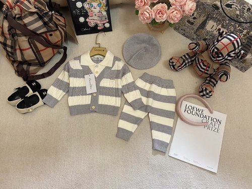 Dior Color-Block Knit Fake Two-Piece Kids Outfit Set 