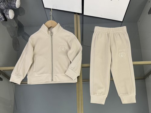 Gucci Premium Kids Cotton Set: Stand Collar Zip Jacket & Athletic Pants