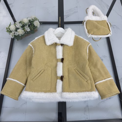Dior Girls Soft Faux Fur Coat with Collar & Bag 