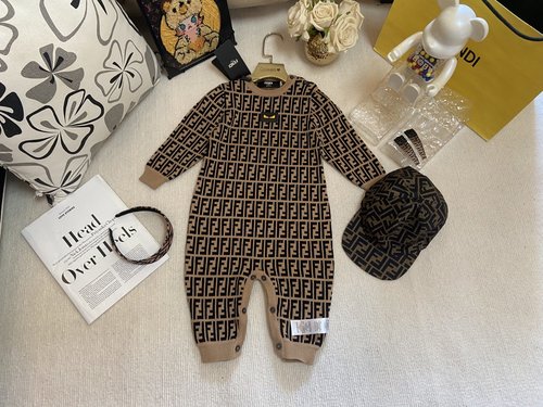 Fendi High-end Baby Rompers for Boys & Girls, Premium Cotton, Comfortable & Stylish