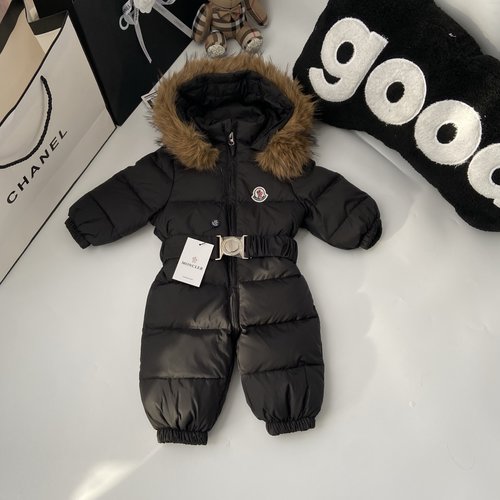 Moncler Premium Unisex Infant Down Onesie with Removable Fur Collar