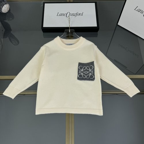 Loewe Kids Wool-Cotton Blend Sweater with Jacquard & Knit Pocket