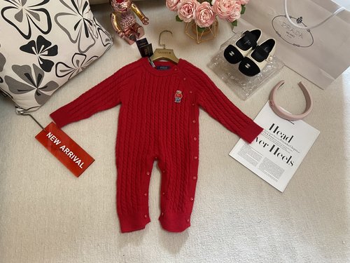 Polo Ralph Lauren Unisex Cable Knit Cotton Baby Romper 