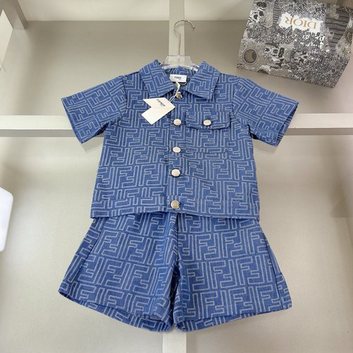 Fendi Kids Jacquard Denim Set, High-End & Comfortable