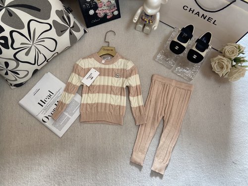 Chanel Unisex Infant Striped Knit Onesie Set