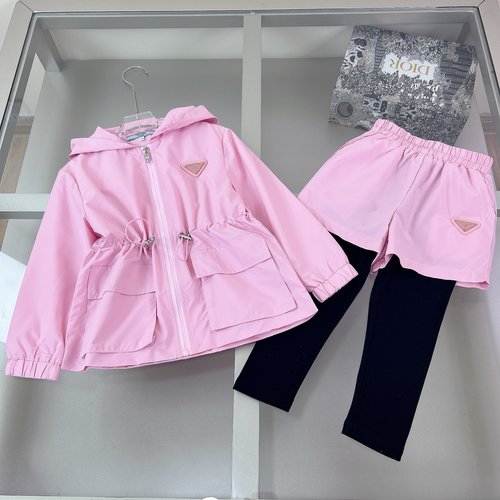 Prada Girls Woven Cotton Set, Comfortable & Stylish