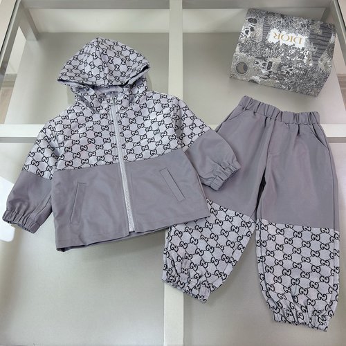 Gucci Kids Logo Print Patchwork Cotton Outfit Set 