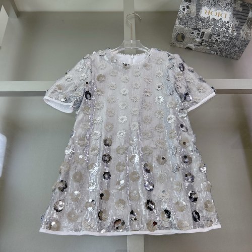 D & G Girls Sequin Dress with Logo, Preppy Elegant Style