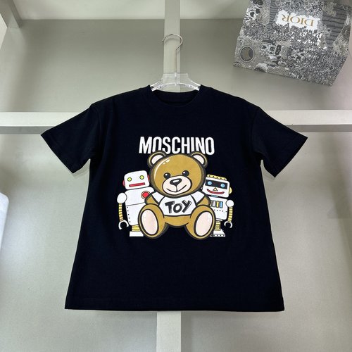 Moschino Kids Flocked Print Cotton T-Shirt Soft Stylish