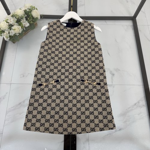 Gucci Girls Denim Pinafore Dress 100 Cotton Letter Print