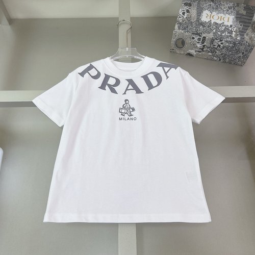 Prada Unisex Kids 3D Letter Print Cotton T-Shirt