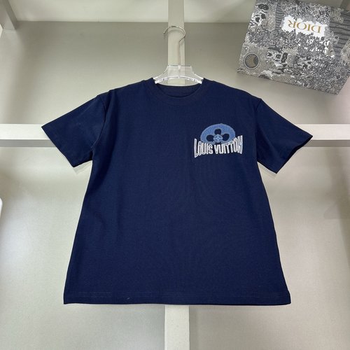 LV Boys & Girls Cotton T-Shirts with Embroidery Flocking Print
