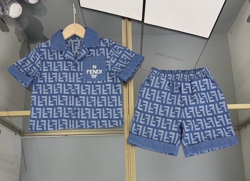 Fendi Kids Premium Denim Set with Allover Embroidery