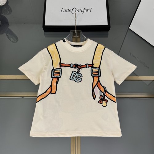 D & G High-End Kids Unisex Cotton T-Shirts 3D Foam Print 