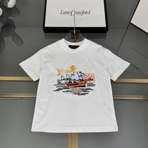 LV Unisex Kids Heavy Embroidery 100 Cotton T-Shirt 