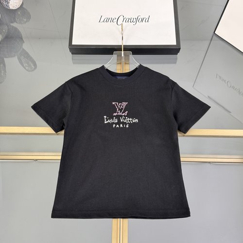 LV Boys & Girls Heavy Embroidery Cotton T-Shirts