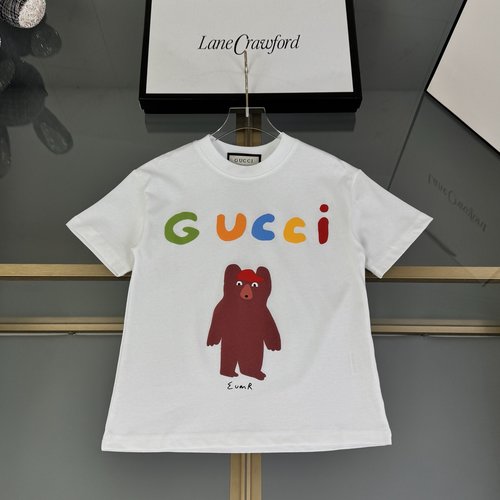 Gucci Kids Bear Puff Print Graffiti Cotton T-Shirt