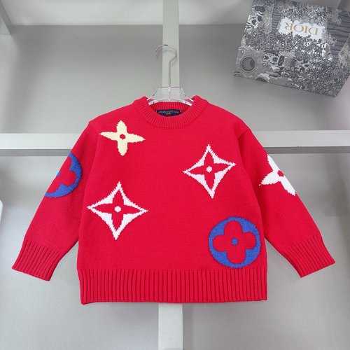 LV Boys Girls Chunky Cable Knit Sweater Roman Red 