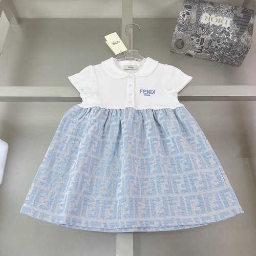 Fendi Girls Premium Cotton Spliced Dress, Comfy & Stylish 