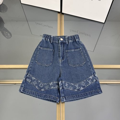 LV Unisex Kids Washed Denim Shorts 