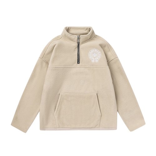 Chrome Hearts Kids Half-Zip Stand Collar Soft Thick Fleece Sweatshirt