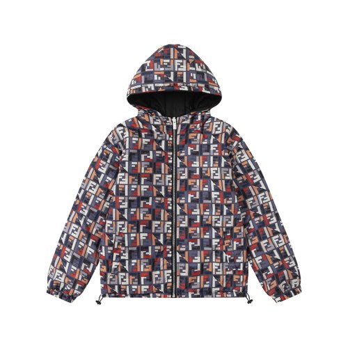 Fendi Unisex Kids Reversible Puffer Jacket with Monogram & Water-Repellent Side