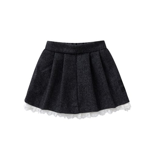 Miu Miu Girls Wool Skirt with Ruffled Pleats & Hidden Zipper