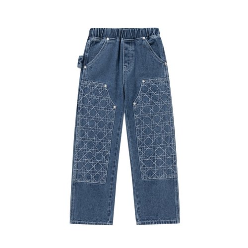 Dior Kids Plaid Denim Jeans - Street Style 